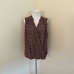 New York & Company Brown Patterned Sleeveless Blouse
